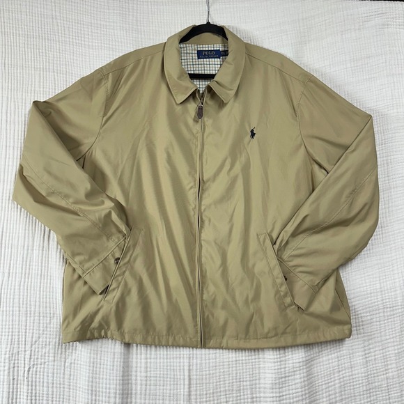 VTG Polo Ralph Lauren mens bi-swing Bayfront light jacket plaid lined XXL khaki